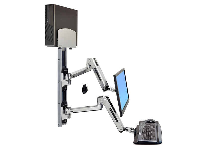 Ergotron LX Steh-Sitz Wandmontagesystem, silber (45-358-026), verstellbar