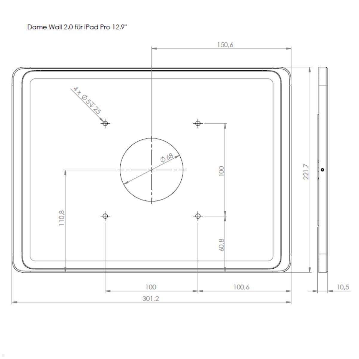 Displine Dame Wall 2.0 Wandhalterung für iPad Pro 12.9 (4./5./6. Gen.), Skizze