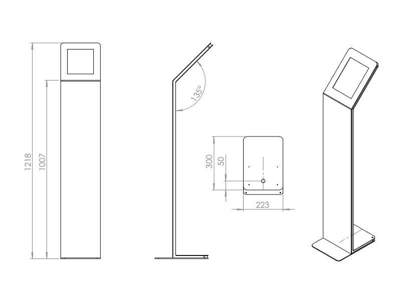 TabLines TBS038 Design Tabletständer hoch Apple iPad Pro 9.7 Zeichnung