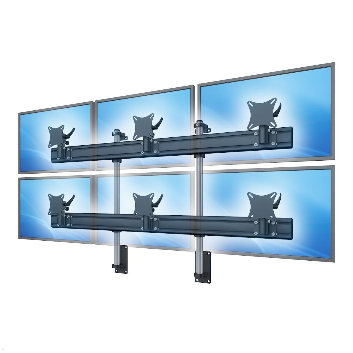 MonLines MWH217B Flat 3+3 Monitor Wandhalterung für 6 Monitore 25-32 Zoll, schwarz, Anwendung