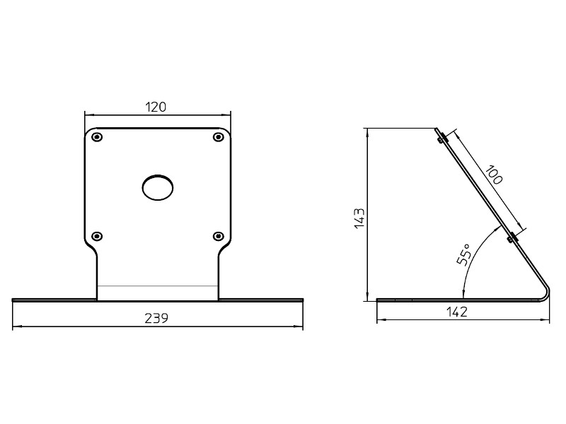 Novus POS TabletSafe Tischhalter Zeichnung