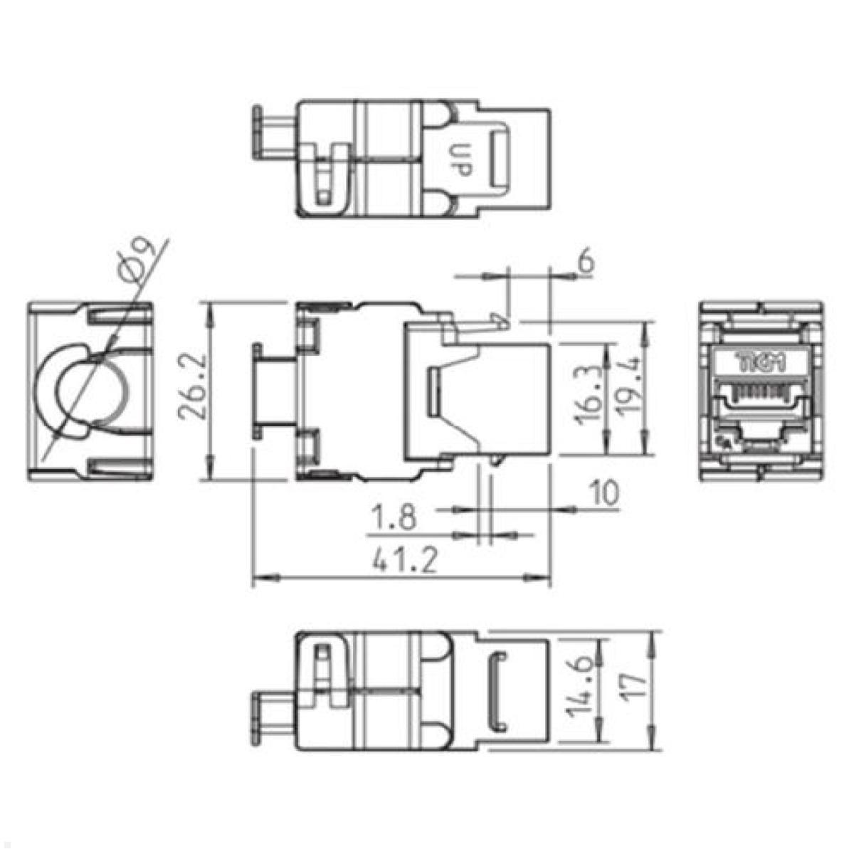 Bachmann Keystone CAT6a RJ45 Modul Buchse (918.035), technische Zeichnung