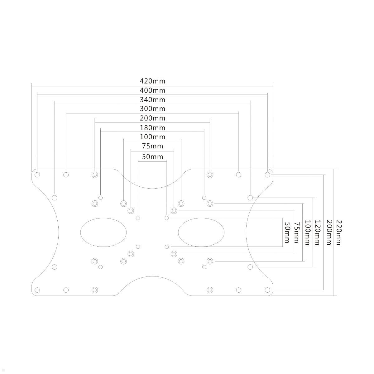 MonLines V091 VESA Adapter auf 400x200 mm, schwarz, Zeichnung Maße