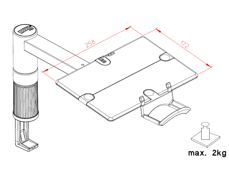 Novus ScopeMaster Telefonhalterung silber/anthrazit (714+0009+000) technische Zeichnung