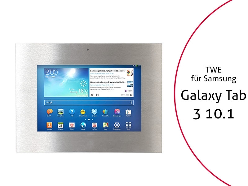 TabLines TWE003E Tablet Wandeinbau für Samsung Tab 3 10.1 DS, Edelstahl