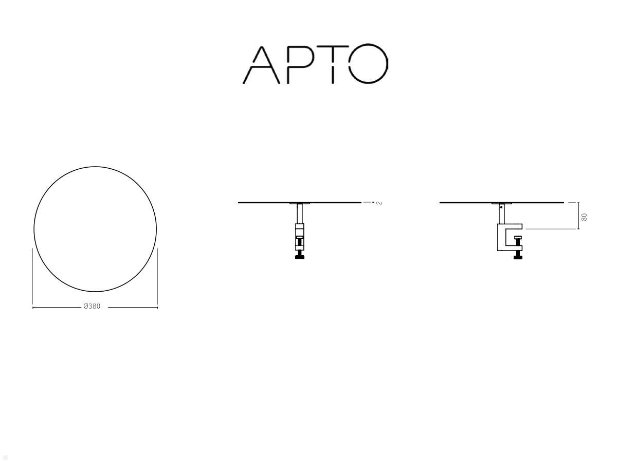 APTO Round Table Ablageboard 38cm Durchmesser mit Tischklemme, marineblau technische Zeichnung