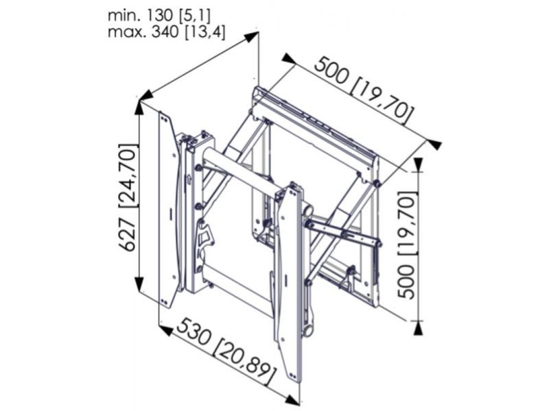 Vogels PFW 6875 Videowall Wandhalter pop-out Hochformat Zeichnung