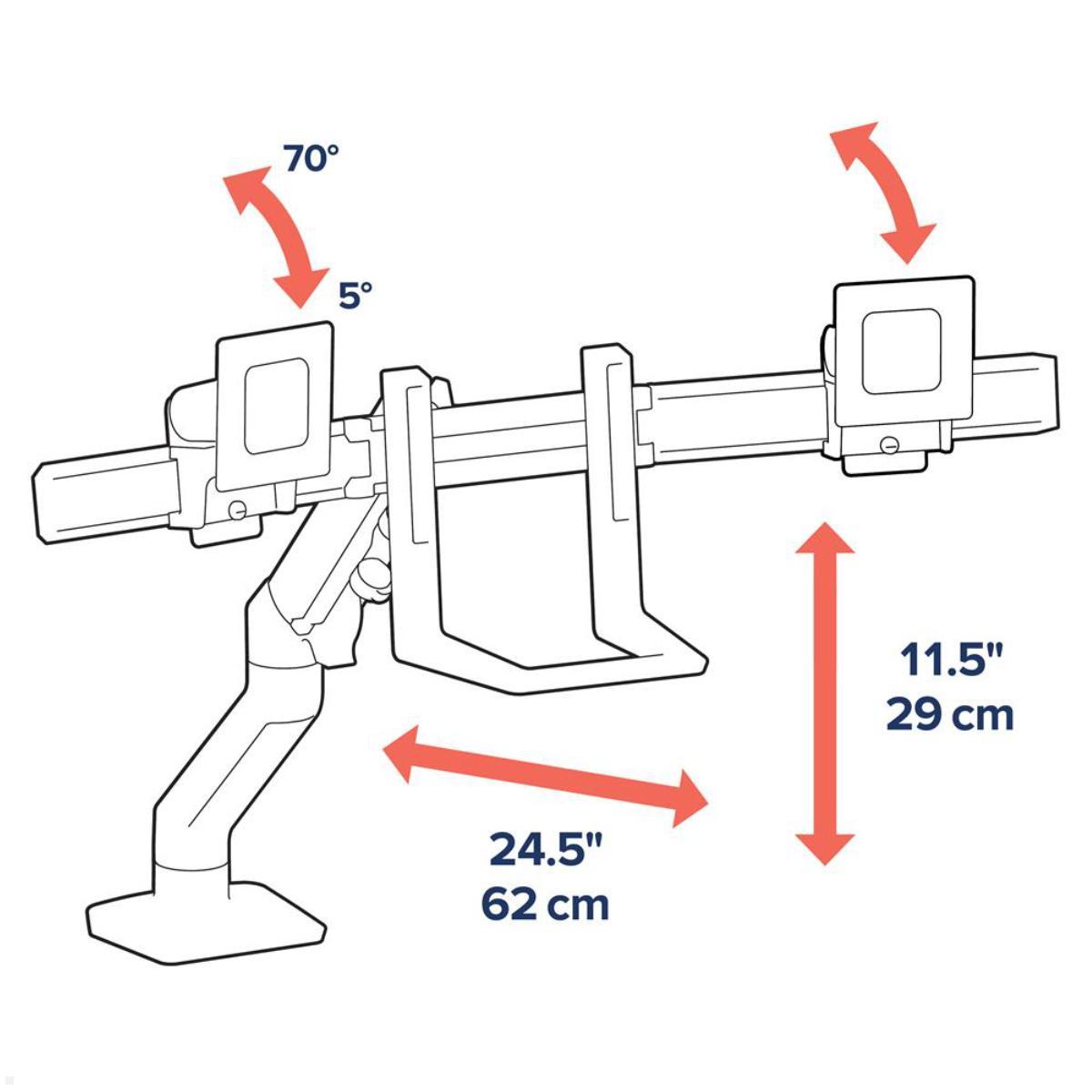 Ergotron HX dual Monitor Tischklemme bis 32 Zoll, weiß (45-611-216) neigbar, schwenkbar