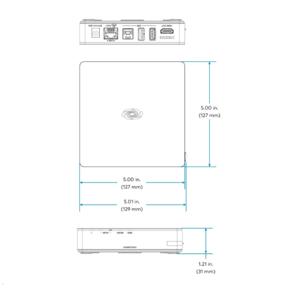 Crestron AirMedia Empfänger 3100 mit WLAN-Netzwerkverbindung (AM-3100-WF-I), technische Zeichnung