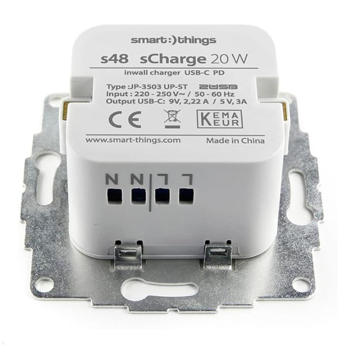 smart things Zubehör sCharge 20W Unterputz Netzteil mit Lightning Anschluss, s48 L Nominaler Input: 100 – 250 V