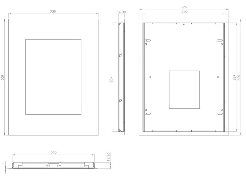 TabLines TWE034O Tablet Wandeinbau für Apple iPad 5 (2017), Eiche Maße