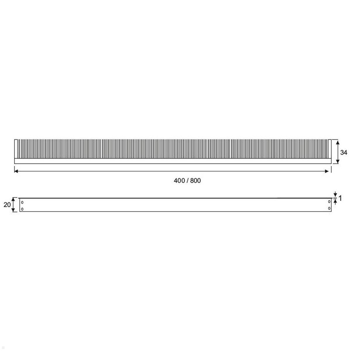 TecLines TKB006 Tisch Kabeldurchlass einseitige Bürstendichtung 800mm, schwarz technische Zeichnung