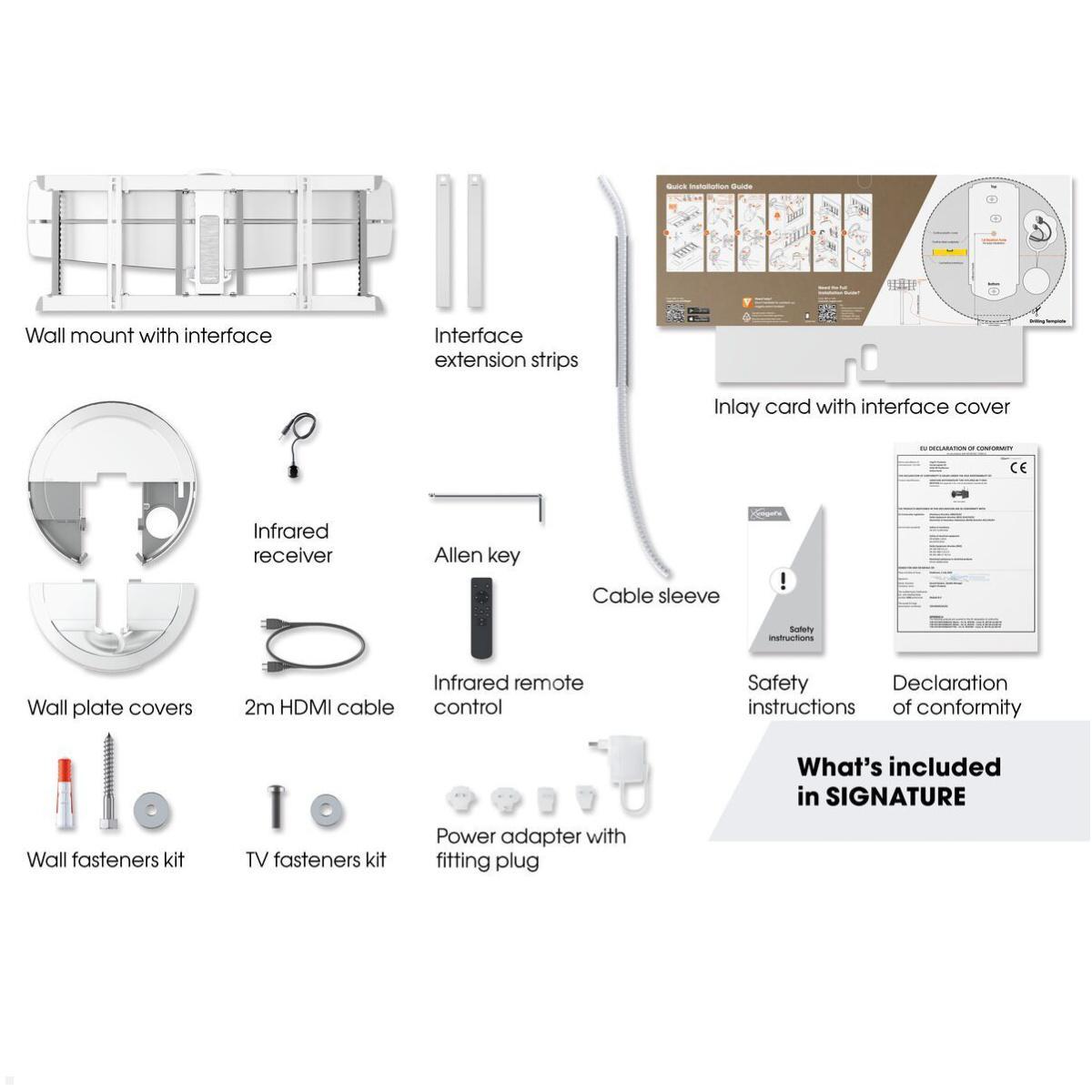 Vogels SIGNATURE TVM 7675W elektrische TV Wandhalterung 40-77 Zoll, weiß Lieferumfang