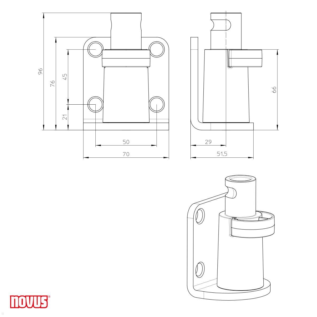 Novus Clu Zubehör Wall Adapter (898+0089+000), silber Zeichnung