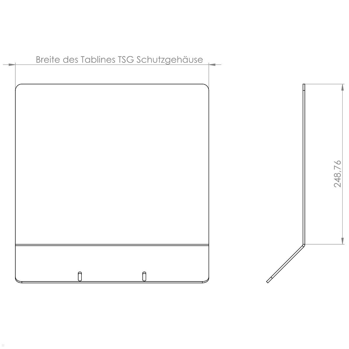 TabLines TWT001S Zubehör Werbetafel für TBS Tablet Bodenständer, silber, technische Zeichnung