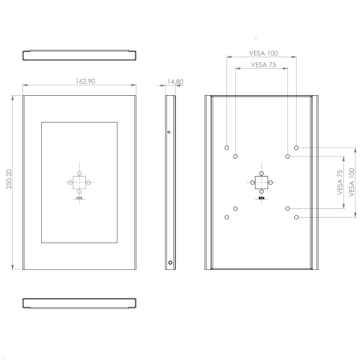 TabLines TSG072E Tablet Schutzgehäuse für Samsung Tab A 8.0 (2019), Edelstahl, technische Zeichnung