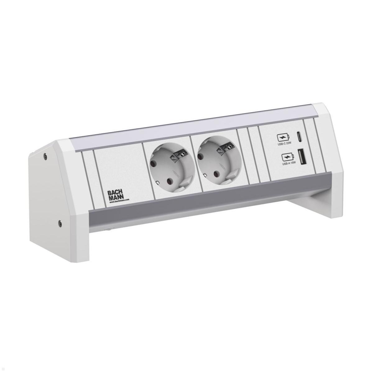 Bachmann DESK 1 WHITE 2x Steckdose mit USB-Charger A/C (902.0290) Abb. ähnlich