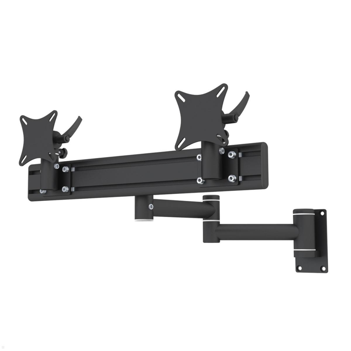 MonLines MWH227B TFT-Vario schwenkbarer Wandhalter für 2 Monitore mit Flat System, schwarz 180° Schwenkbereich