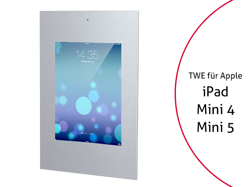 TabLines TWE021S Tablet Wandeinbau für Apple iPad Mini 4 + Mini 5, DS, Silber