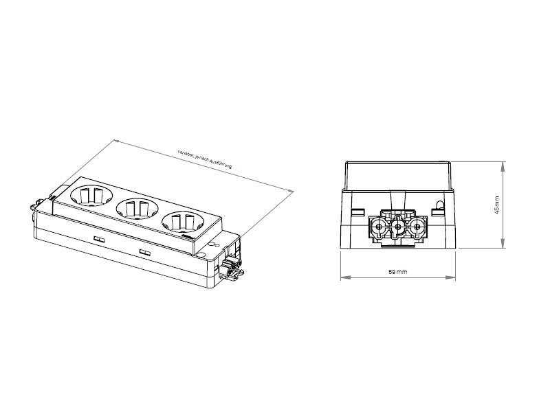 EVOline Express Typ 910 Steckdosenleiste 4x Steckdose, schwarz Zeichnung