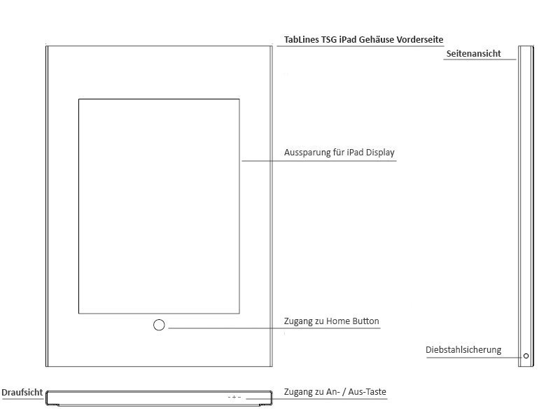 TabLines TSG046S Tablet Schutzgehäuse für Apple iPad Pro 10,5Zoll, HB, silber Funktionen