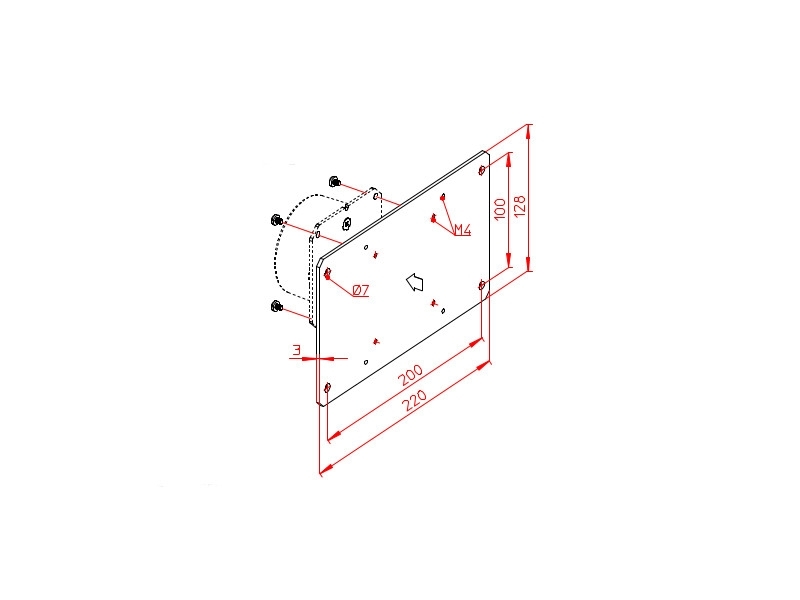 Novus Vesa Adapter Erweiterung 75/100 auf 200x100 (795+9055+000) Maße