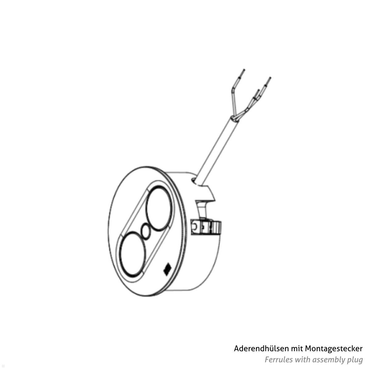 Bachmann TWIST 2 2x FR Steckdose UTE, rund (946.010) silber, Zeichnung Stromeingang