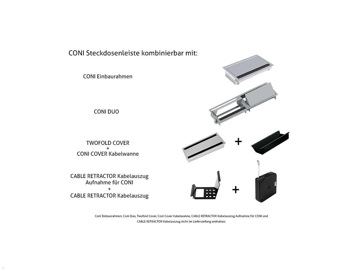 Bachmann CONI 3-fach Modulträger, 1x Steckdose, 1x USB-A/C Charger, 1x CM (912.167), Kombinationsmöglichkeiten