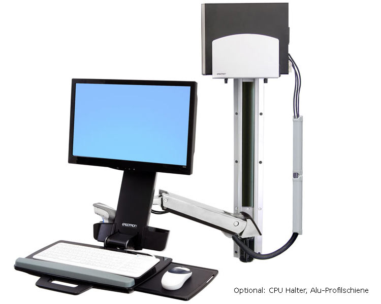 Ergotron StyleView Sit-Stand Combo Monitor Tastatur Wandhalterung (45-266-026), optionales Zubehör