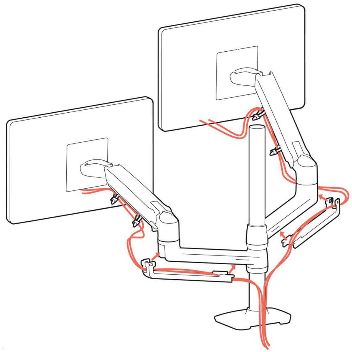 Ergotron LX Dual Monitor Tischhalterung 40 Zoll, schwarz (45-509-224), Kabelführung