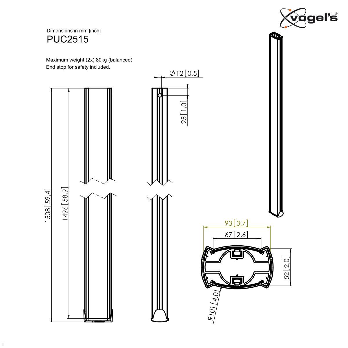 Vogel´s Connect-It II PUC 2515 Rohr, 150 cm