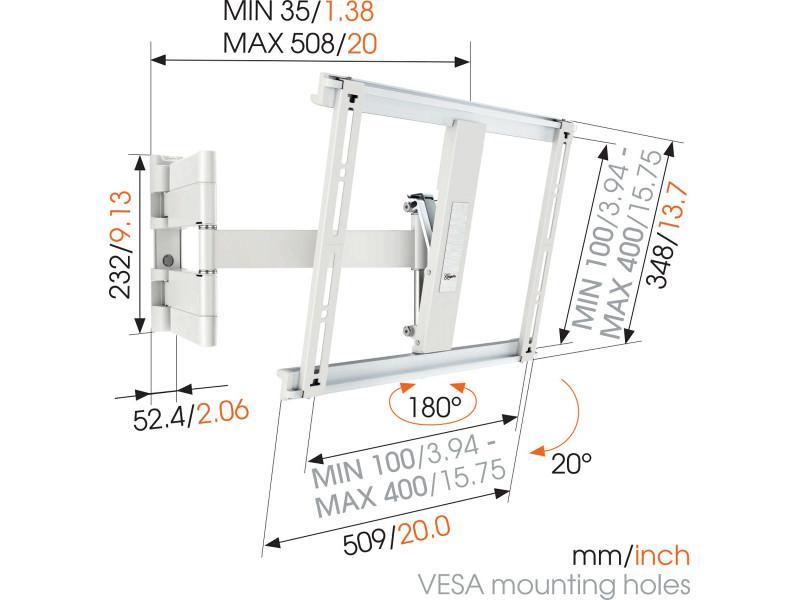 Vogels THIN 445 ExtraThin schwenkbare TV Wandhalterung Maße