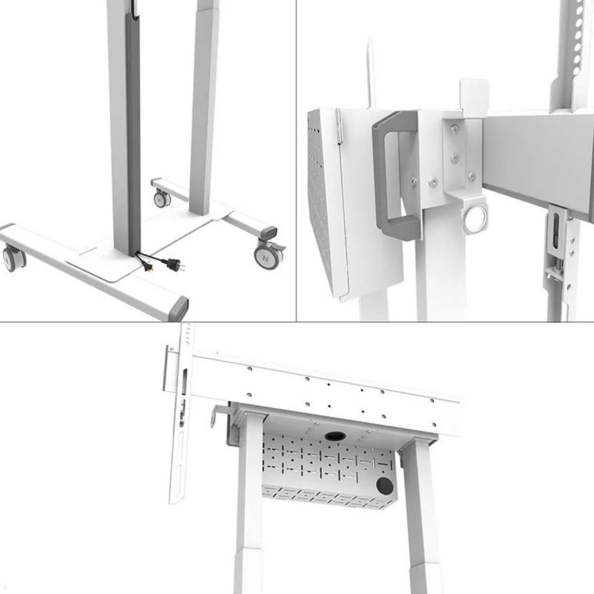 Neomounts FL55-875WH1 mobiler elektrischer Monitorständer 37 bis 100 Zoll, weiß Kabelmanagement