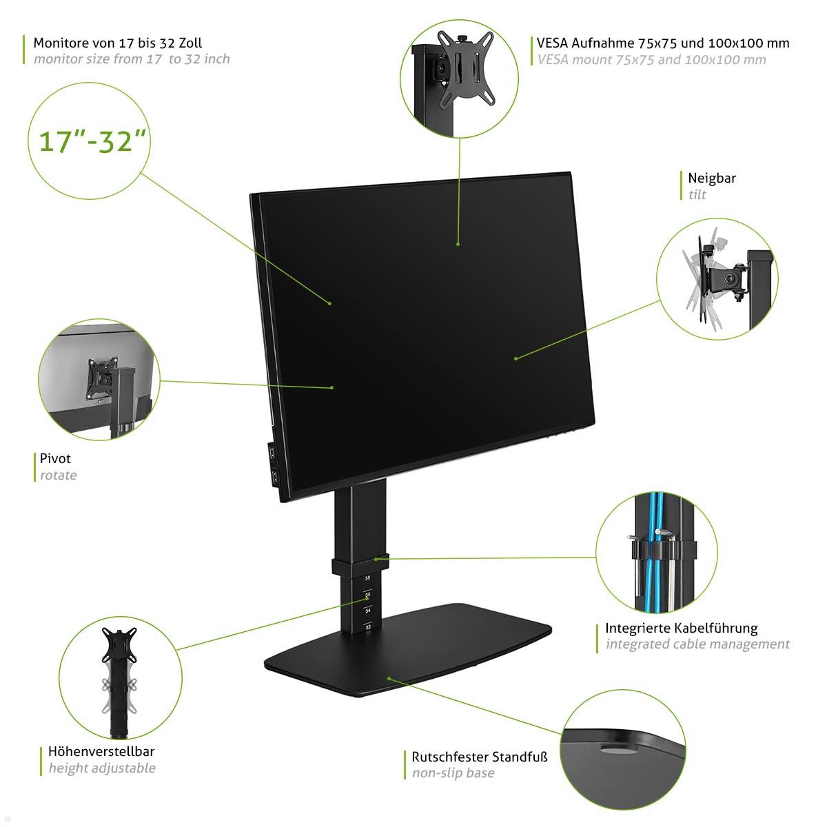 MonLines MTS200B Tisch Monitorständer 17 - 32 Zoll, höhenverstellbar Features