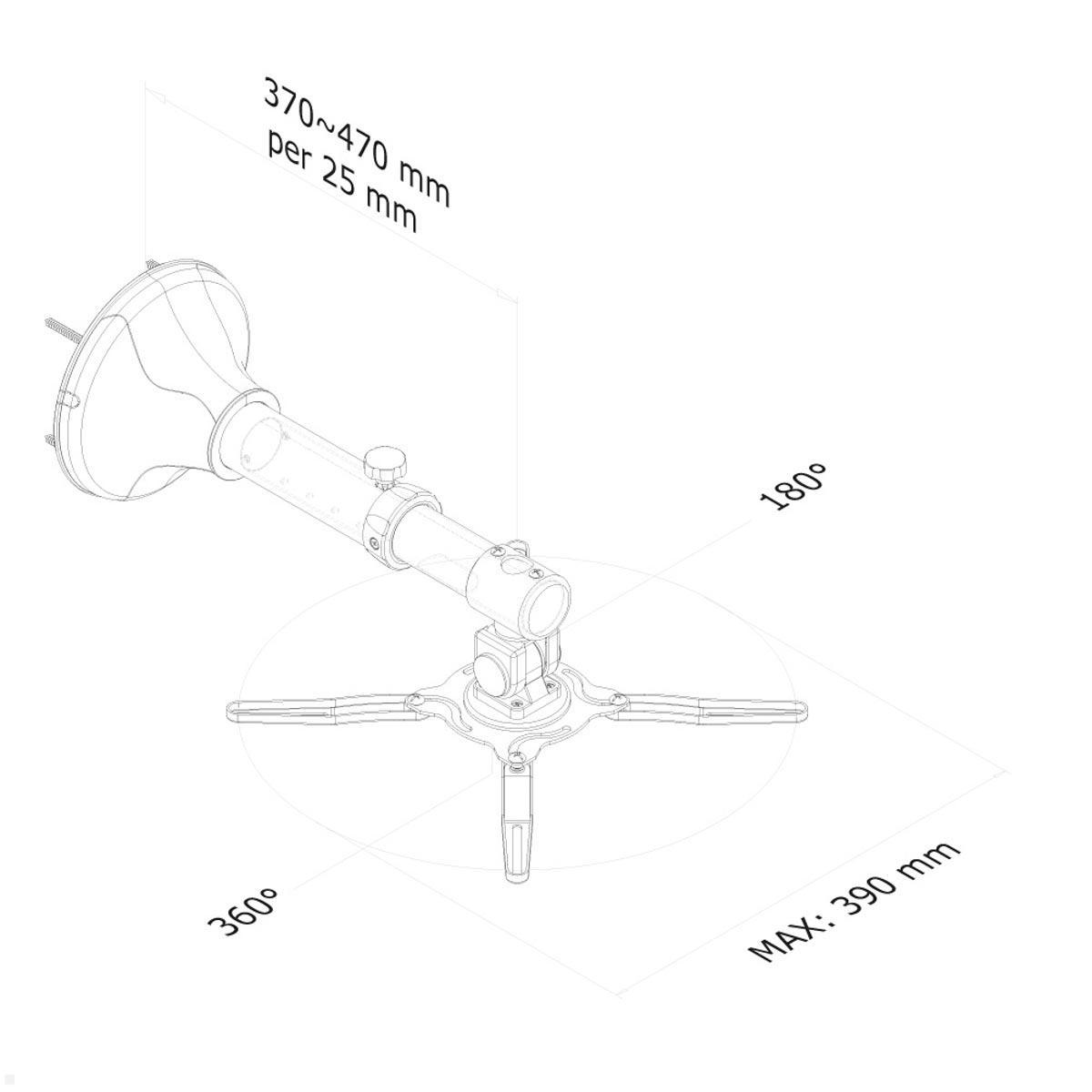 Neomounts BEAMER-W050 Projektor Wandhalterung, schwarz technische Zeichnung