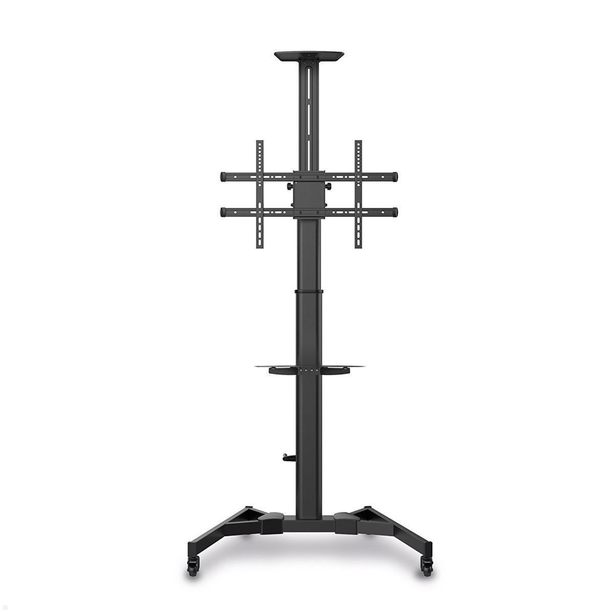 PureMounts PM-CART-70CB TV Ständer bis 70 Zoll, höhenverstellbar, schwarz drehbar / mit Pivot Funktion