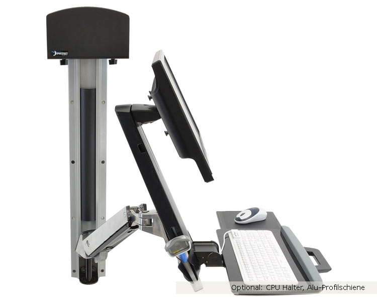 Ergotron StyleView Sit-Stand Combo Monitor Tastatur Wandhalterung (45-266-026), Seintenansicht