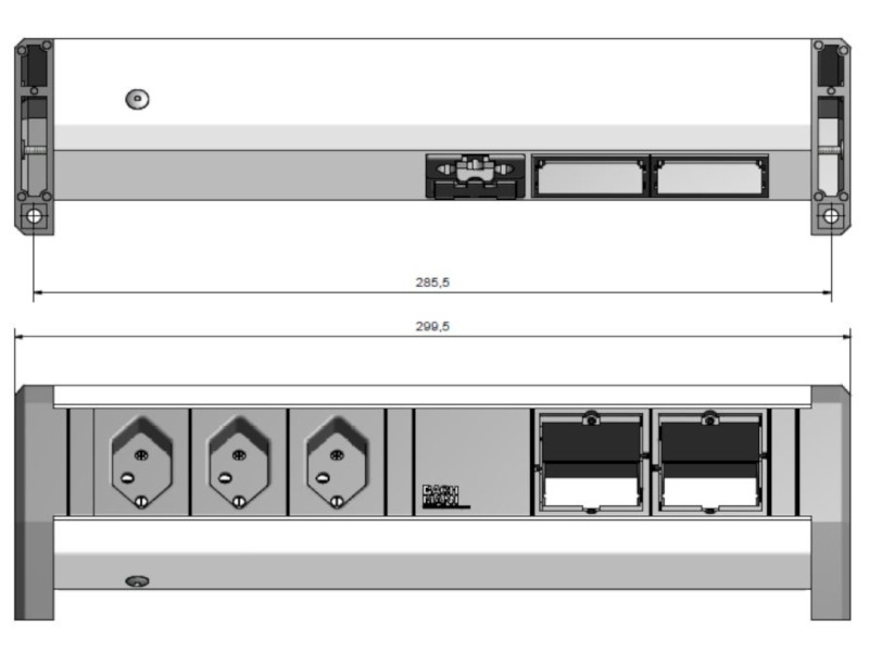 Bachmann DESK 1 3x Steckdose CH, 2x Custom Modul (902.009) Zeichnung