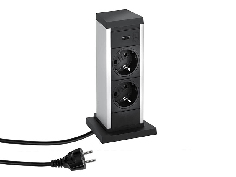 EVOline Up 2x Steckdose mit USB Charger, vertikal