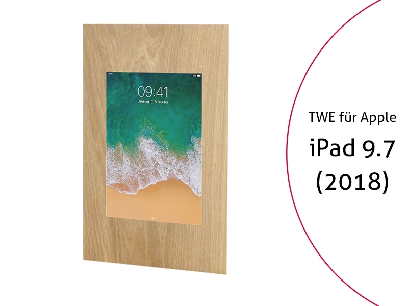 TabLines TWE062O Tablet Wandeinbau für Apple iPad 9.7 (2018), Eiche