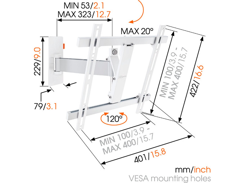 Vogels WALL 2225 TV Wandhalterung Maße