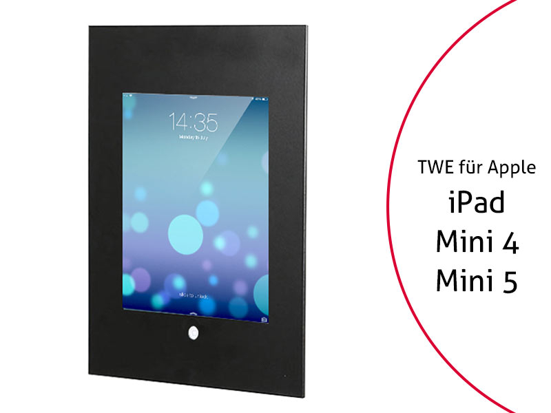 TabLines TWE018B Tablet Wandeinbau für Apple iPad Mini 4 + Mini 5, HB, schwarz