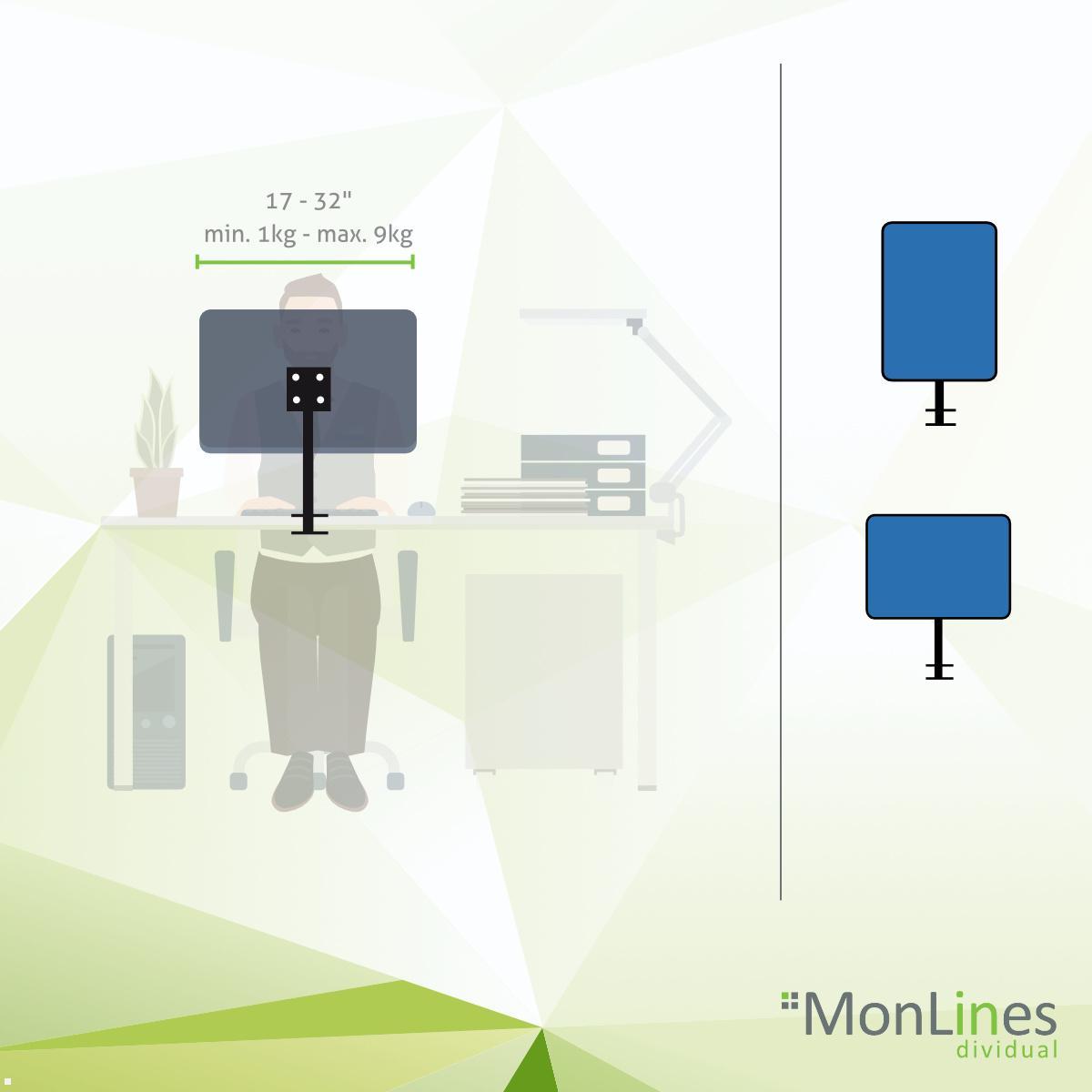 MonLines MSH007 Monitor Schwenkarm für MSH Slatwall mit Pivotfunktion - Bildschirm