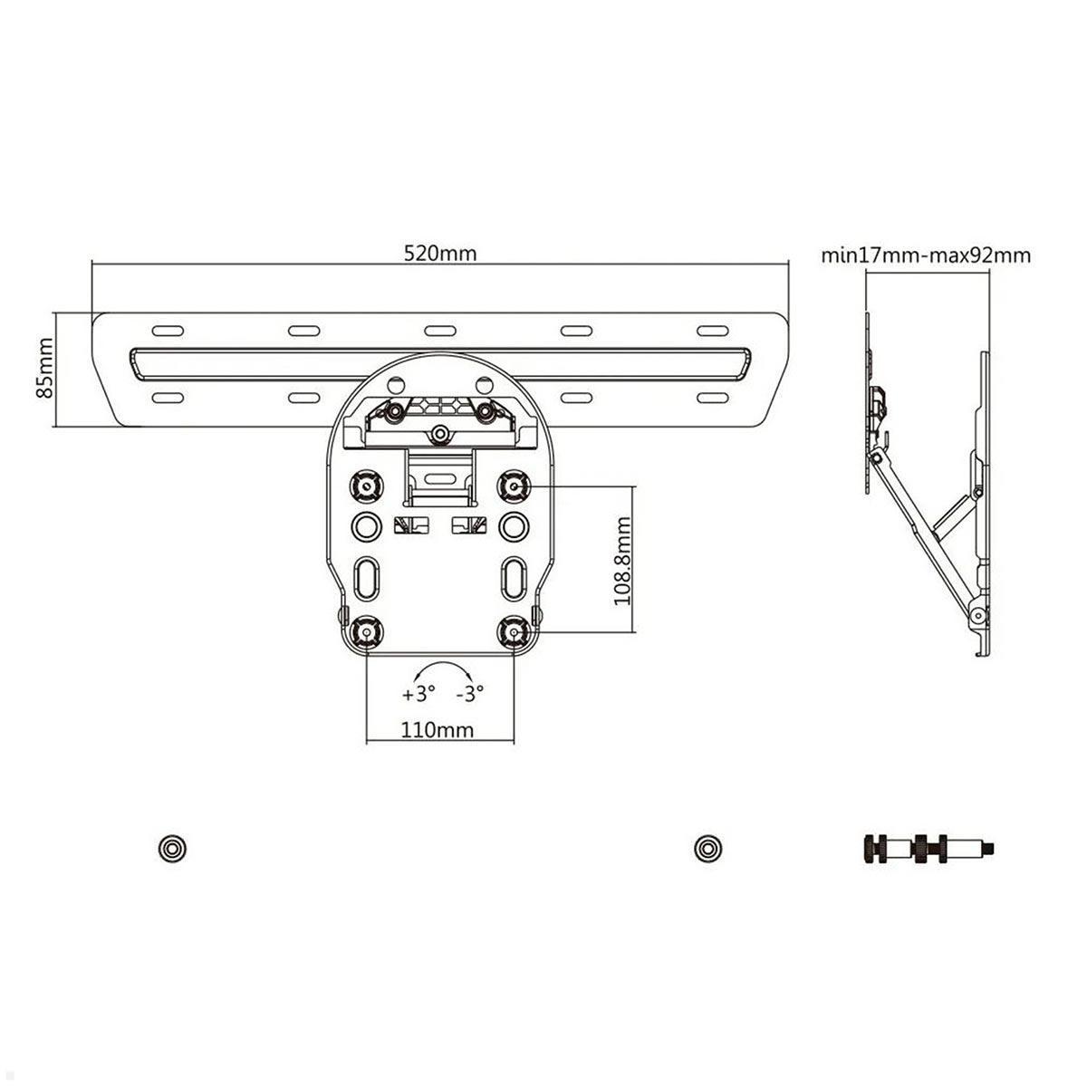 MonLines MWH008B TV Wandhalterung für Samsung QLED Q7/Q8/Q9 Zeichnung