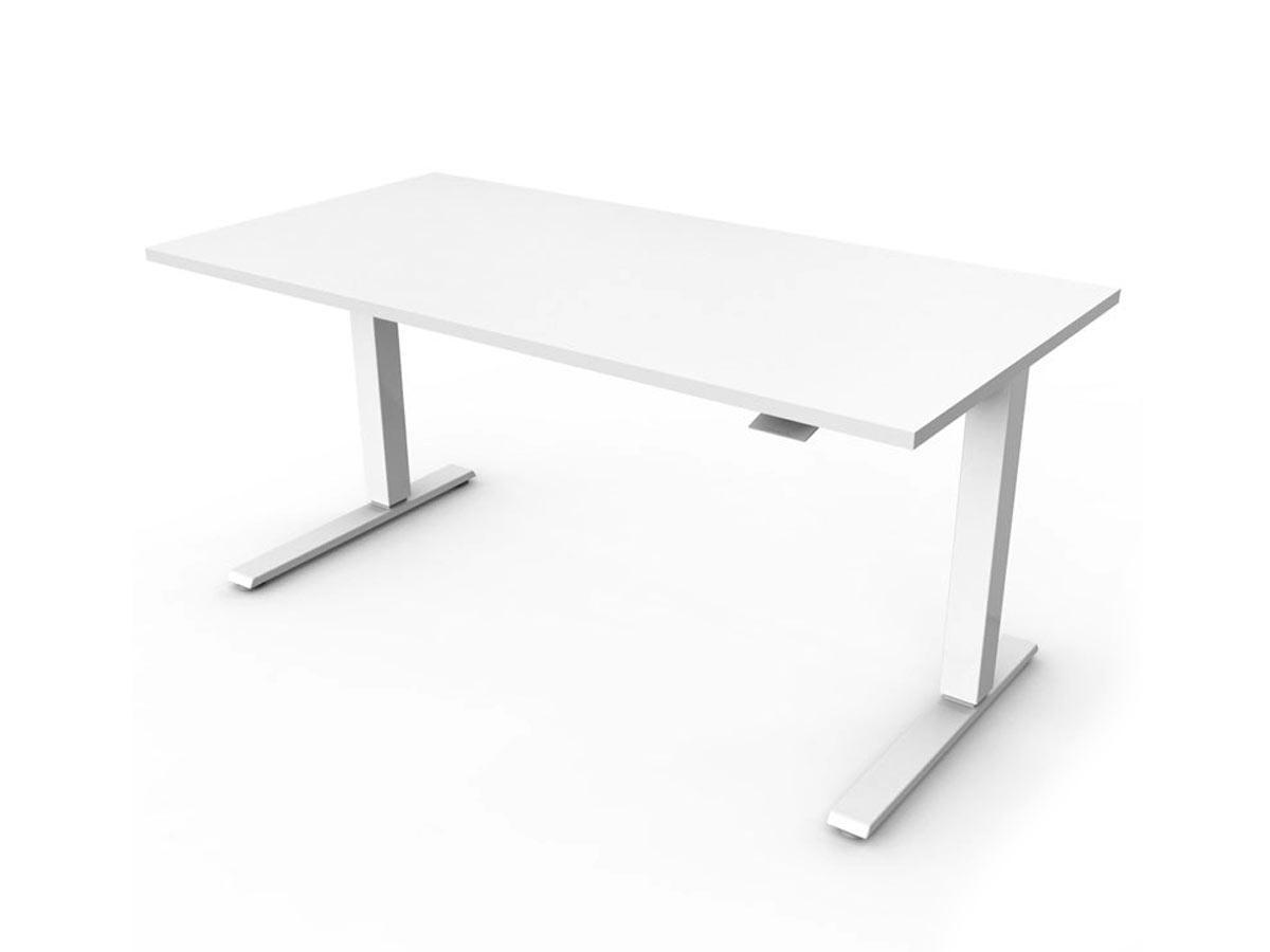 Humanscale FLOAT Steh-Sitz Arbeitsplatz / Tisch FTWR626016WHFS, silber Ansicht minimale Höhe