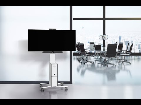 Durable COWORKSATION mobile TV stand for video conferencing 19-43 inch, white