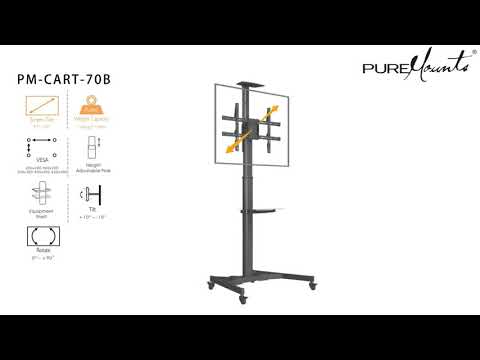 PureMounts PM-CART-70B TV Cart + shelves up to 70 inch, black